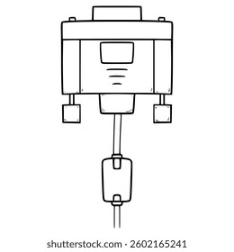 VGA cable illustration hand drawn outline vector
