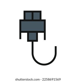 VGA Cable line icon isolated on white background. Black flat thin icon on modern outline style. Linear symbol and editable stroke. Simple and pixel perfect stroke vector illustration.