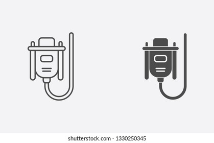 VGA cable outline and filled vector icon sign symbol