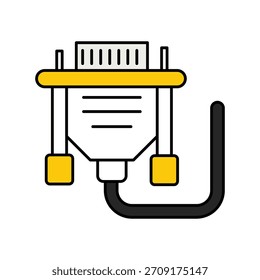 Icono de conjunto de cable Vga con Vector de fondo blanco
