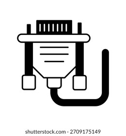 Vga Cable set icon with white background vector stock illustration
