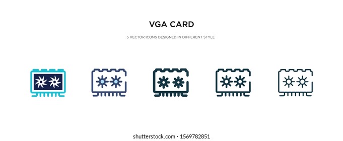 vga card icon in different style vector illustration. two colored and black vga card vector icons designed in filled, outline, line and stroke style can be used for web, mobile, ui