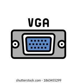 vga computer port color icon vector. vga computer port sign. isolated symbol illustration