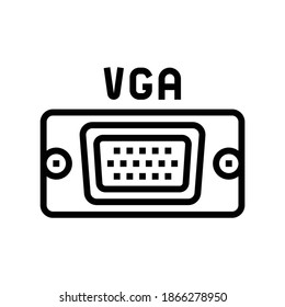 vga computer port line icon vector. vga computer port sign. isolated contour symbol black illustration