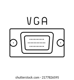 vga computer port line icon vector. vga computer port sign. isolated contour symbol black illustration