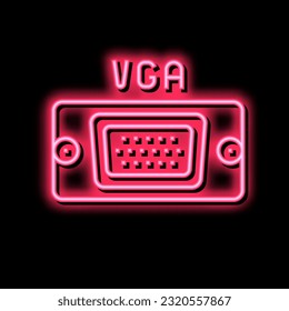 vga computer port neon light sign vector. vga computer port illustration