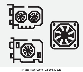 VGA graphic card chip outline icon design.computer hardware semiconductor pictogram symbol