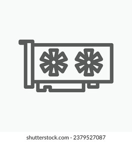 icono de tarjeta gráfica vga estilo de línea delgada en color negro