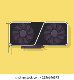 VGA Graphic Card Vector Icon Illustration with Outline for Design Element, Clip Art, Web, Landing page, Sticker, Banner. Flat Cartoon Style