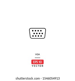 VGA Icon. Computer Hardware Isolated On White Background. With Line Style. Device Connection Icon. EPS10 - Vector