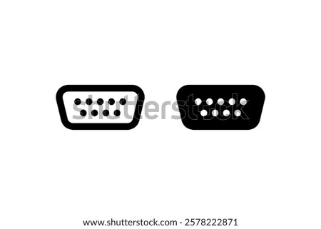 VGA or Serial Port Connector Icons vector