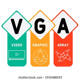 VGA - Video Graphic Array acronym. business concept background.  vector illustration concept with keywords and icons. lettering illustration with icons for web banner, flyer, landing page
