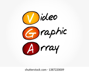 VGA Video Graphic Array - video display controller and accompanying de facto graphics standard, acronym text concept background