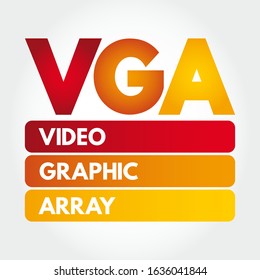 VGA Video Graphic Array - video display controller and accompanying de facto graphics standard, acronym text concept background