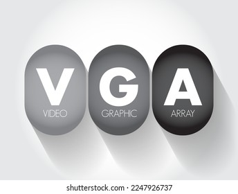 VGA Video Graphic Array - video display controller and accompanying de facto graphics standard, acronym text concept background