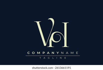 VH abstract Logo. Elegantly Designed Minimalist Monogram Logo with Stylish Lettering. Sophisticated and sleek minimalist monogram showcasing unique lettering design.