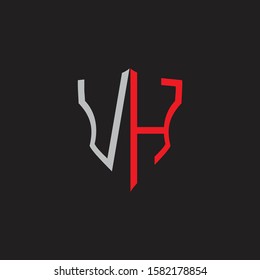VH Abstract logo monogram with shield elements isolated on black background