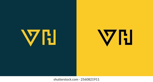 VH abstract minimalist letters Logo Monogram. It is a minimalist logo, this logo is made by combining two letters