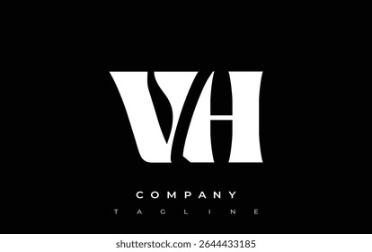 VH Creative Abstract Typography Logo Design. Elegant logo combining bold typography and creative shapes, ideal for branding and identity solutions.