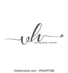 VH Initial Handwriting logo luxury vector beauty