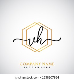 VH Initial Handwriting logo template vector