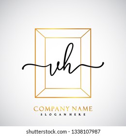 VH Initial Handwriting logo template vector