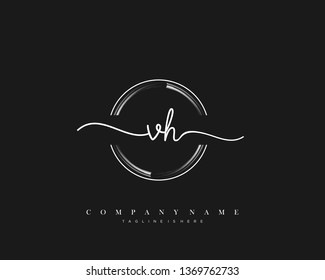 VH initial handwriting logo template vector