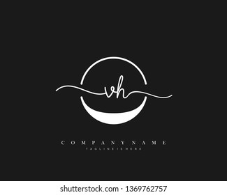 VH initial handwriting logo template vector