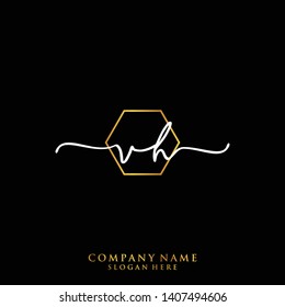VH Initial handwriting logo template