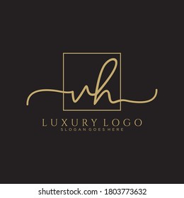 VH Initial handwriting logo template vector