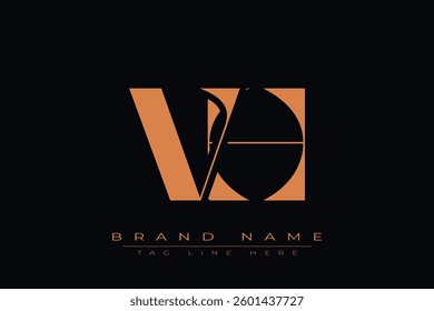 VH initial letter logo design. Letter V and H luxury alphabet letter logo icon template