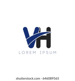 vh initial letter uppercase logo blue and black