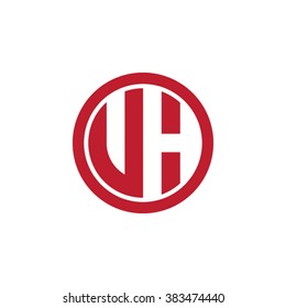 VH initial letters circle business logo red