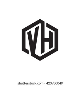 VH initial letters looping linked hexagon monogram logo