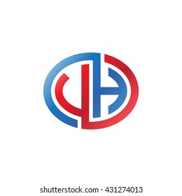 VH initial letters looping linked ellipse logo red blue