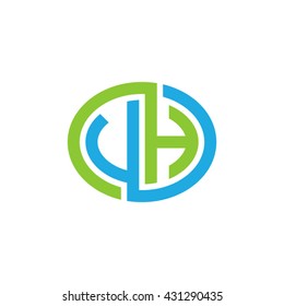 VH initial letters looping linked ellipse logo blue green