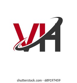VH initial logo company name colored red and black swoosh design, isolated on white background. vector logo for business and company identity.