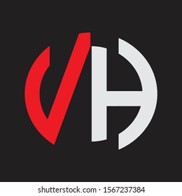 VH Initial Logo design Monogram Isolated on black background