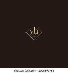 VH Initial Logo Diamond Luxus Hochzeits-Illustration