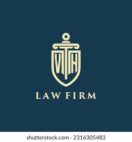 VH initial monogram for law firm with sword and shield logo image