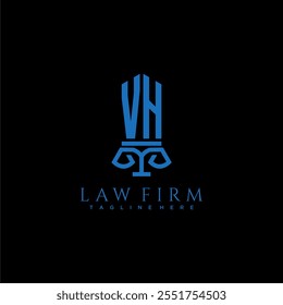 VH initial monogram for lawfirm logo with sword