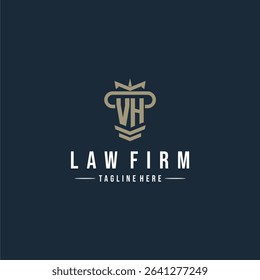 VH initial monogram logo law firm with pillar design