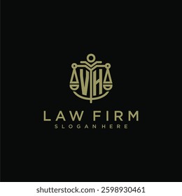 VH initial monogram logo for lawfirm with scale vector design