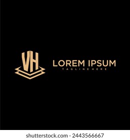 VH initial monogram logo real estate with creative building style design vector