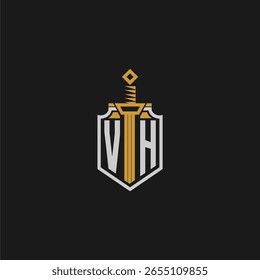VH initial monogram for shield and sword style image