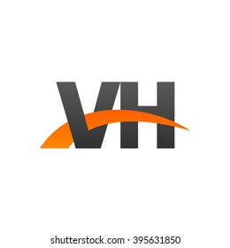 VH initial overlapping swoosh letter logo black orange