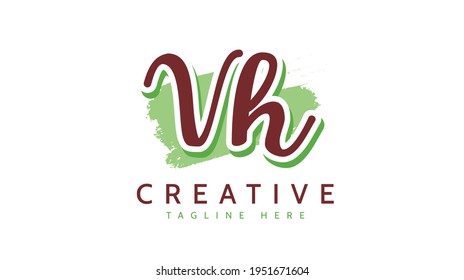 Iniciales VH, vector de logotipo de escritura a mano