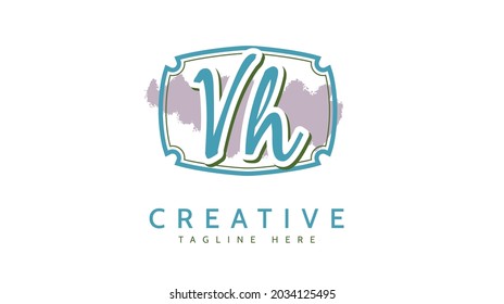 VH Initials, handwriting logo vector