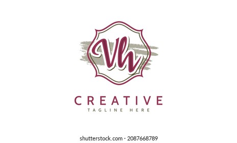 Vh Initials, handwriting logo vector