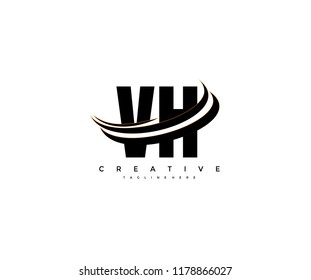 VH Letter Creative Modern Monogram Elegant Three Swoosh Logo